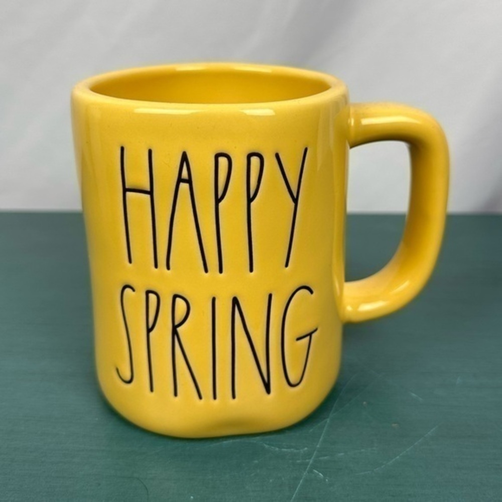 NWT 2/$20 Rae dunn yellow happy spring‎ mug